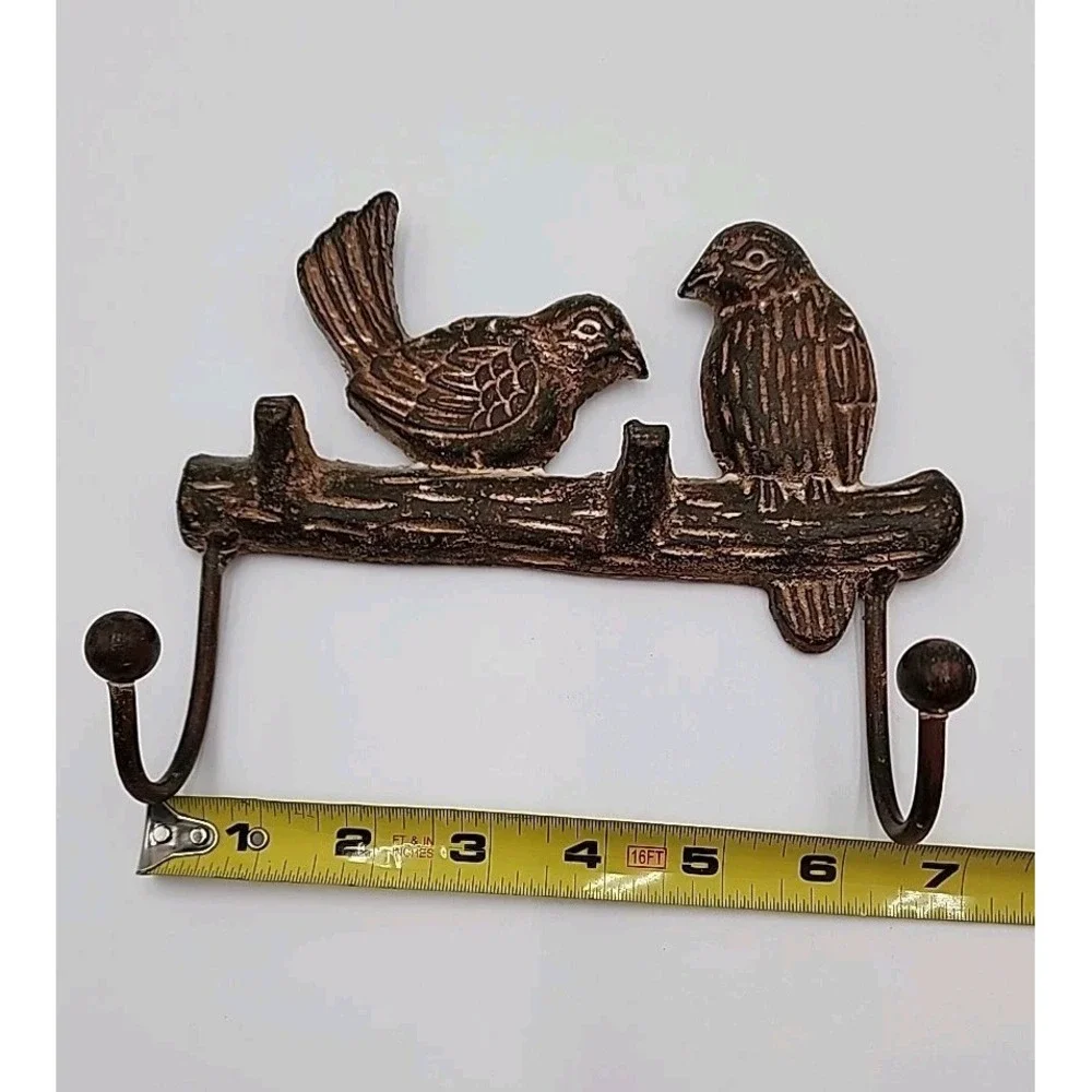 Set of 2 Cast Iron Wall‎ Hangings Metal Hook Rack Hanger Birds 7